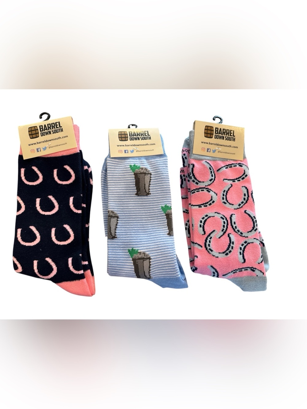 Barrel Down South Horse Racing Equestrian Derby Men’s Socks 3 Pair Size 6-12 NWT